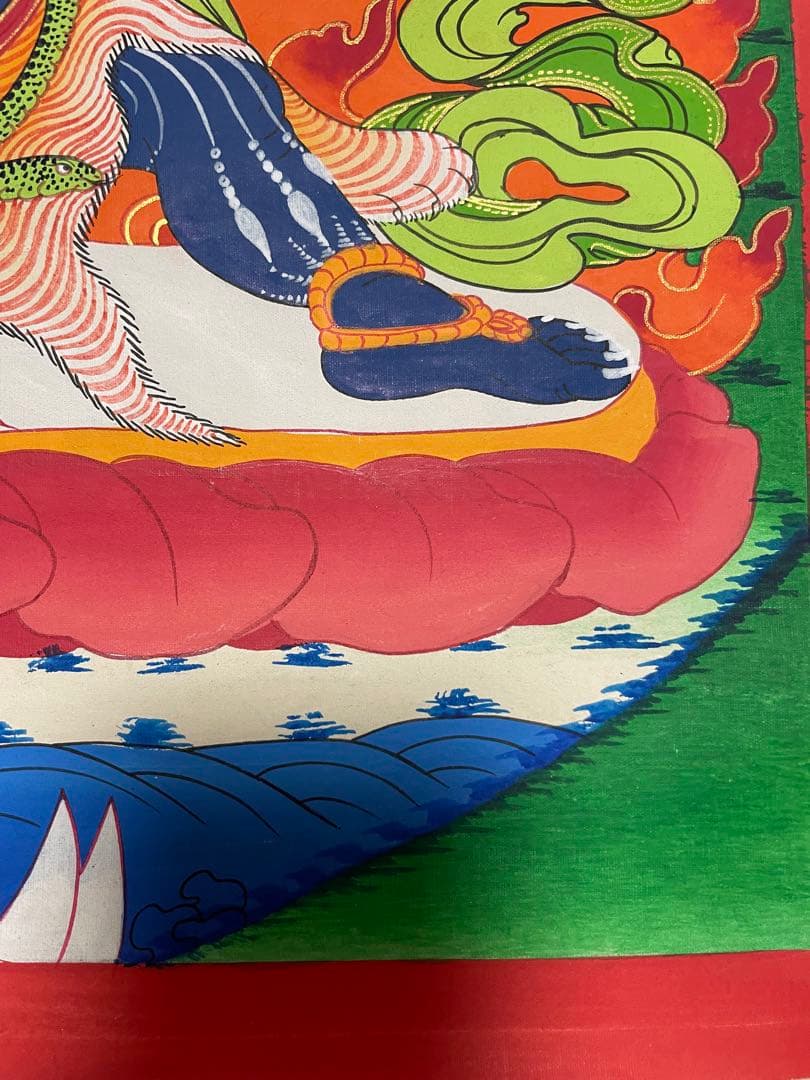 《 チベット密教　1点物 》 手描き　曼荼羅　マハーカーラ　大黒　仏教　密教　⑤