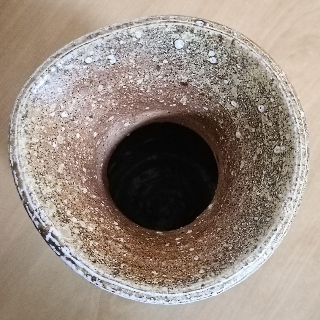 四代 高橋楽斎作 信楽耳付花入 共箱共布栞付