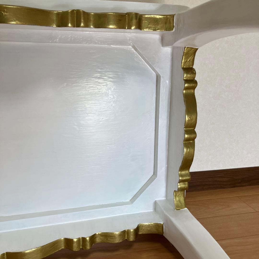 姫系 アンティーク風 猫足 ゴールドレリーフ デスク ロココ風