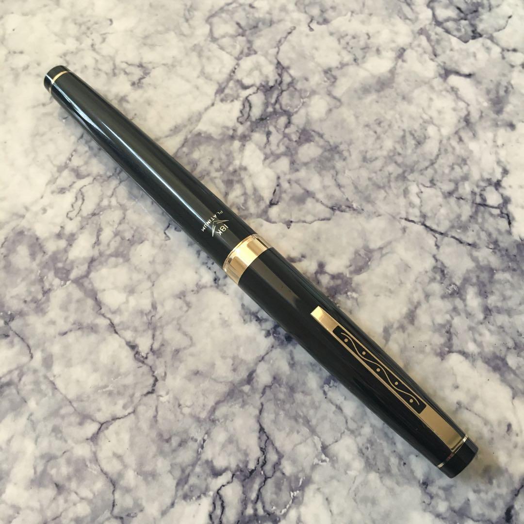 0219 オーバーホール済み 万年筆 PLATINUMプラチナ ロング 18k
