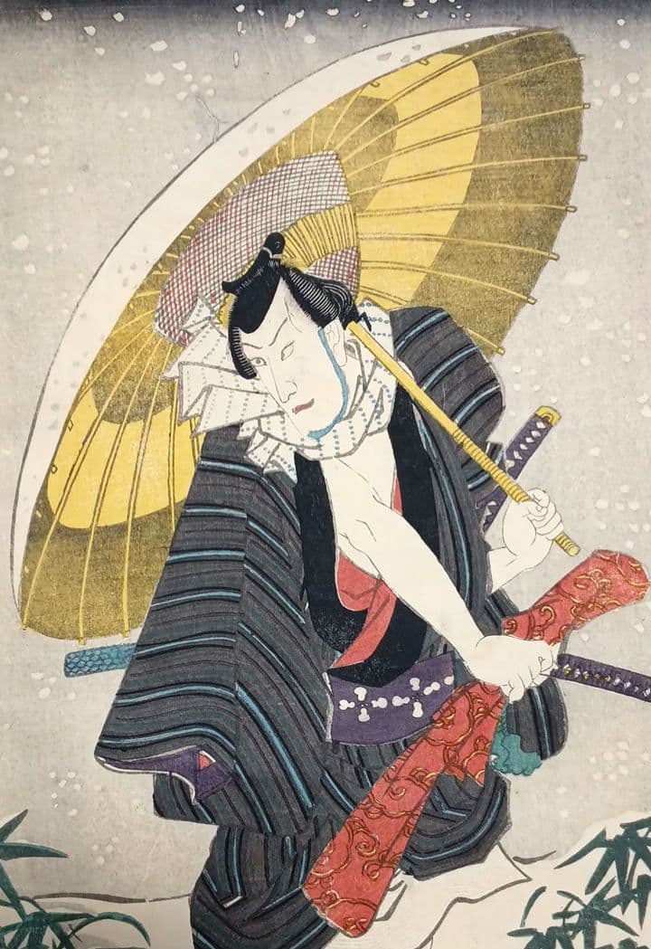 浮世絵版画役者絵三枚綴り右側と真ん中の２枚売り三代豊国画 弘化4年～嘉永5年出版