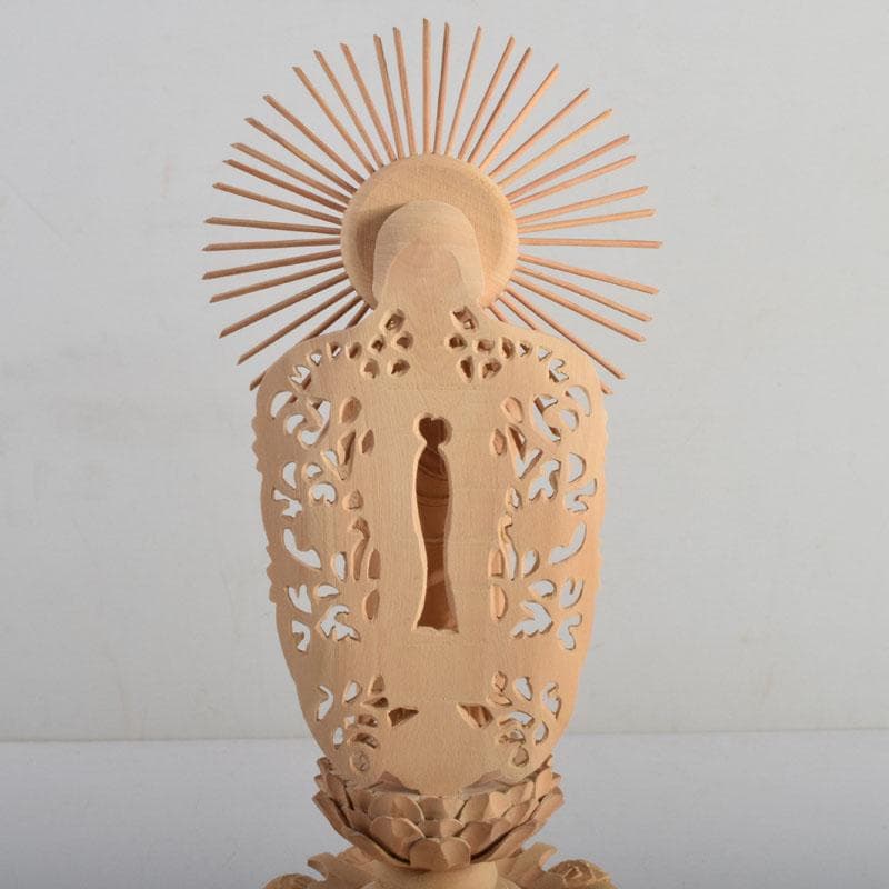 仏教美術 柘植彫刻 西立弥陀像 仏像 華鬘台 C 8845 仏像 台