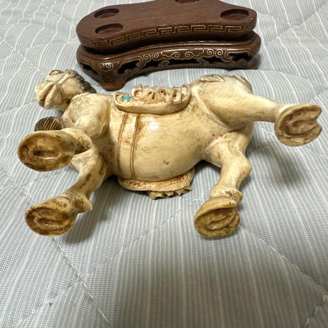 美品 馬 緑松石象嵌 装飾細密彫刻 縁起物 置物 時代物 古玩骨董品