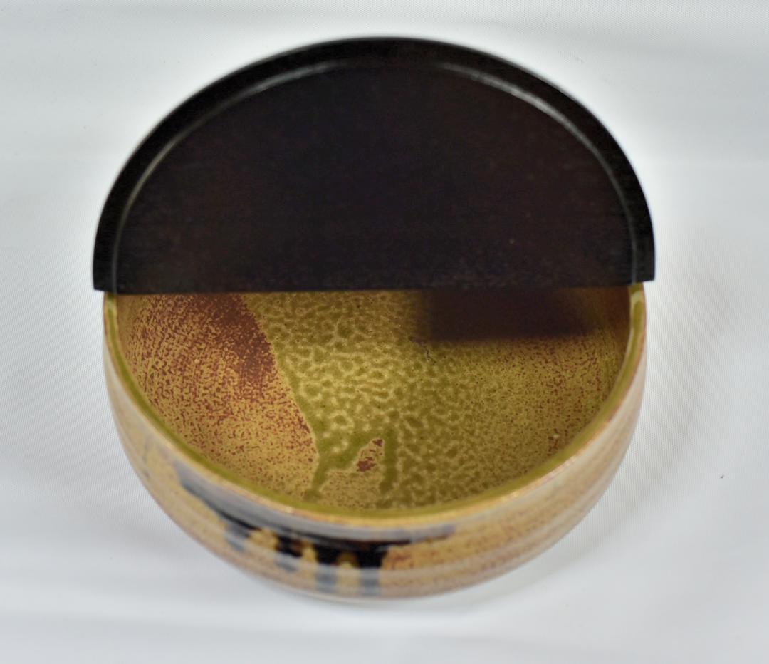 丹波焼 平水指割蓋付 お茶道具