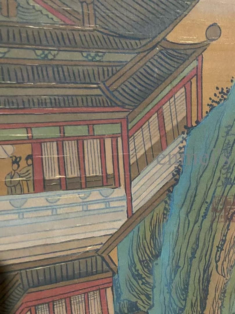 中国古美術 宋代 王希孟款 山水図 掛軸 絹本 肉筆 唐物 古画 書道