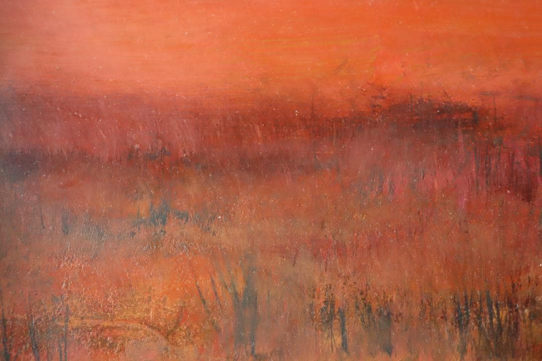 真作保証 西井義晃 「赤い風景」 油彩20号 自由美術協会会員