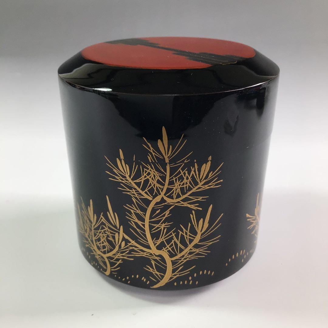 R329 棗 『前端春斎作』『草木蒔絵』『雪吹棗』 共箱 茶道具