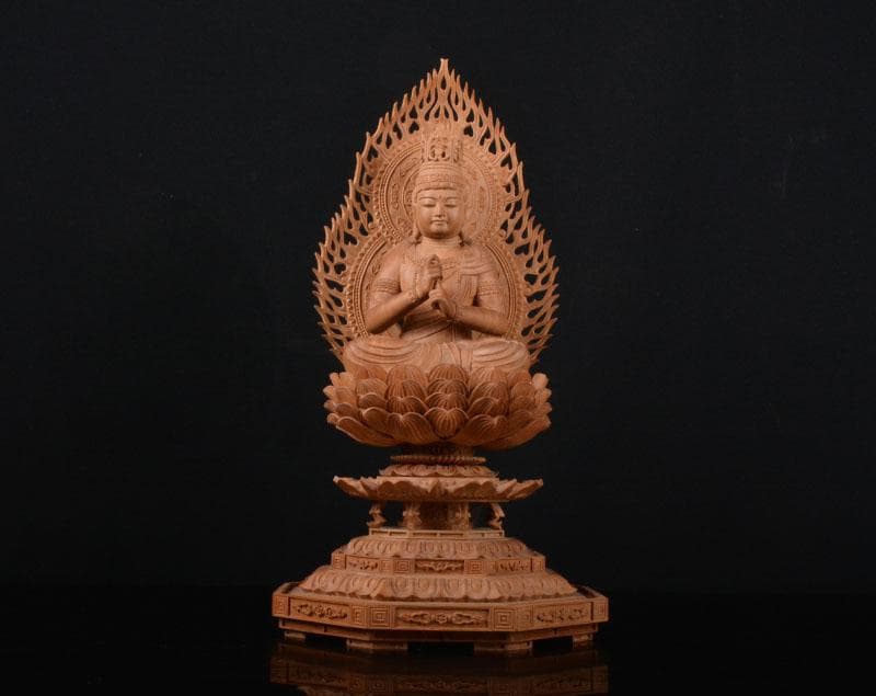 仏教美術 香木 白檀彫刻 観音菩薩像 仏像 置物 F R1904