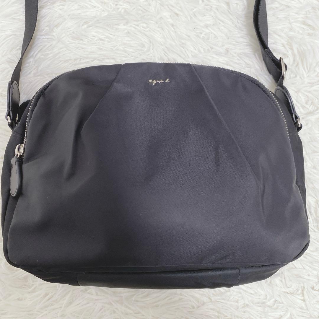 極美品 agnes b. アニエスベー ナイロンショルダーバッグ 黒 ブラック