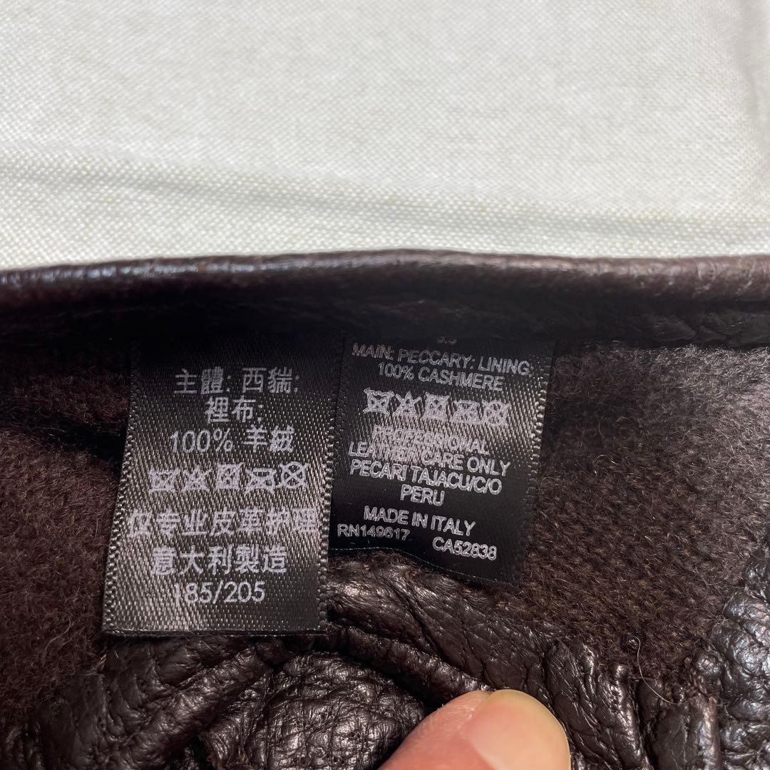 dunhill ダークブラウン レザー手袋 ペッカリー 裏カシミヤ 正規品 箱