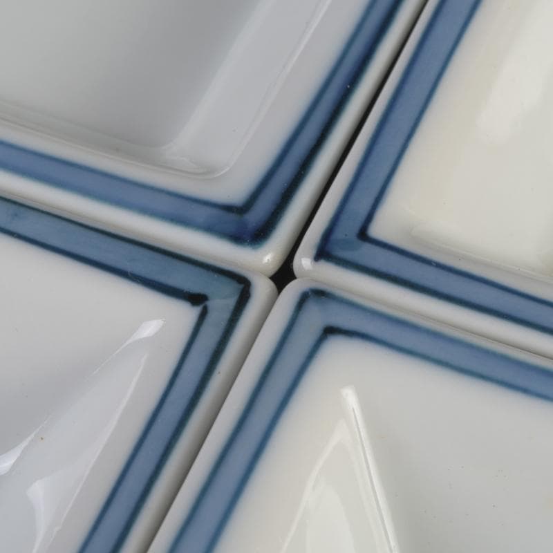 和食器　有田焼　館林源右衛門　染付　魚文　四方銘々皿　五客　共箱　V　R9102