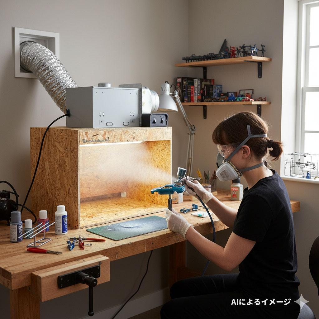 塗装ブース OKADEN BOOTH PRO. 静音シロッコファン お洒落な合板