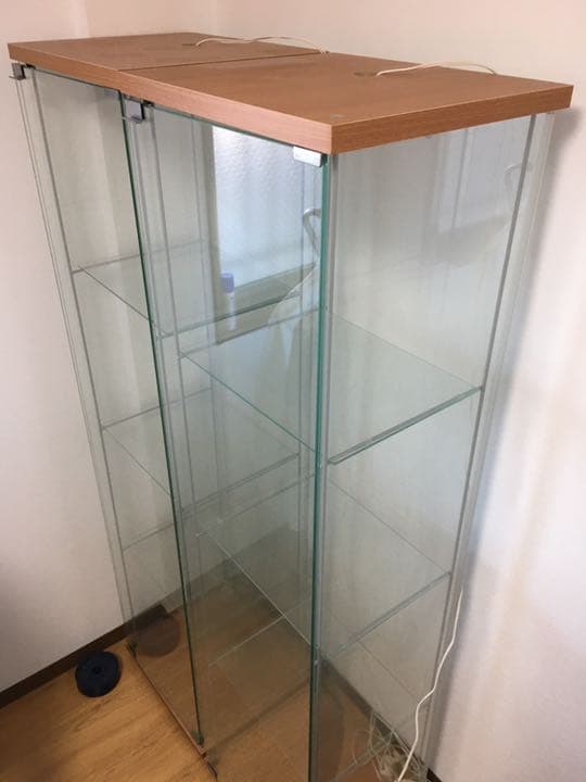 イケア ガラスケース 2台セット ライト付き 引取専用 IKEA デトルフ