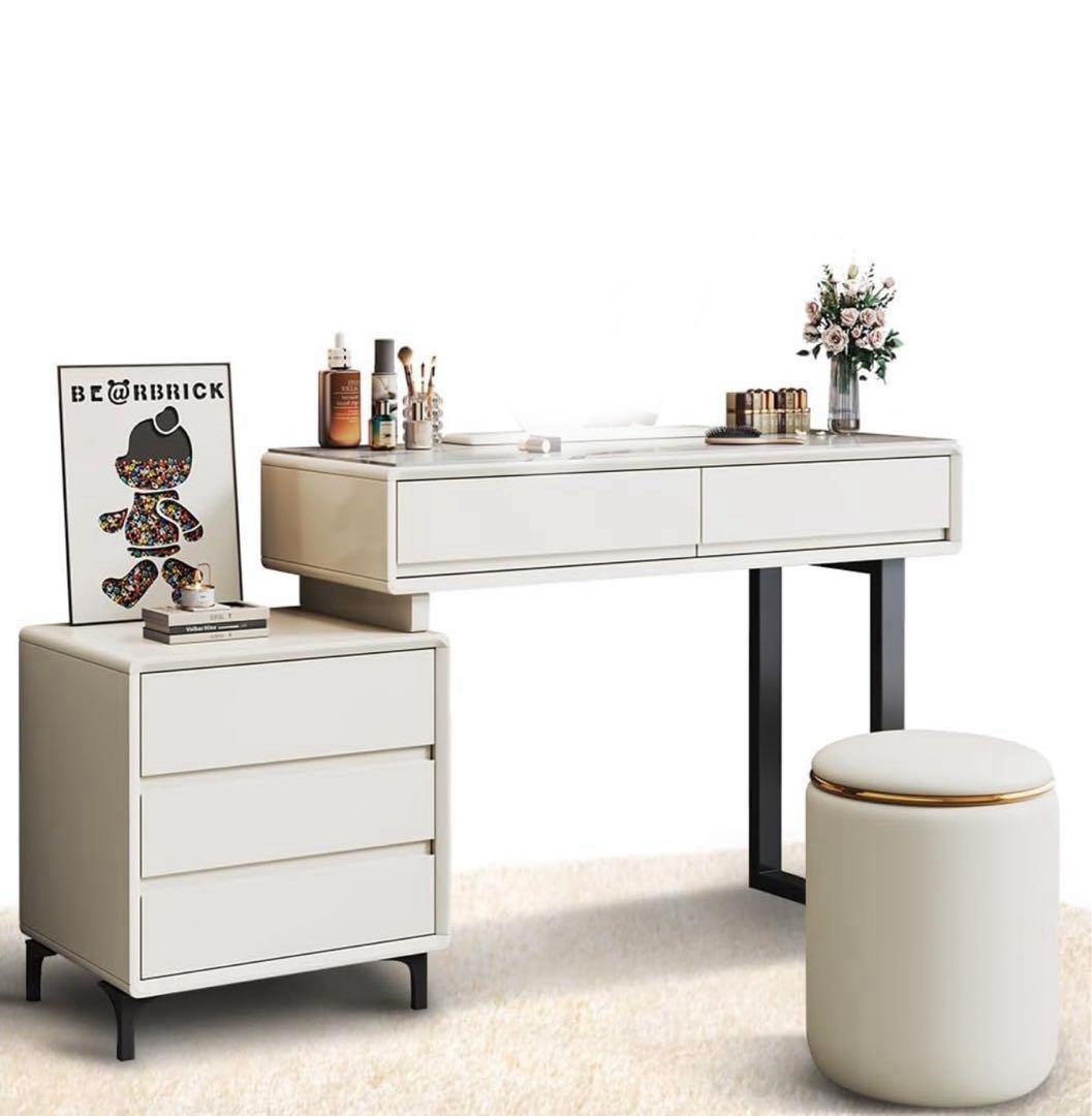 ☆週末限定☆新品ドレッサー 岩盤天板 チェアー付き 大容量 化粧テーブル