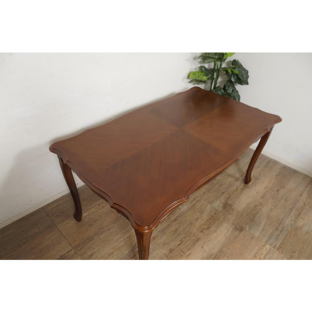 かめちゃん　ダイニングテーブル　猫脚　天然木マホガニー手彫り仕上げ