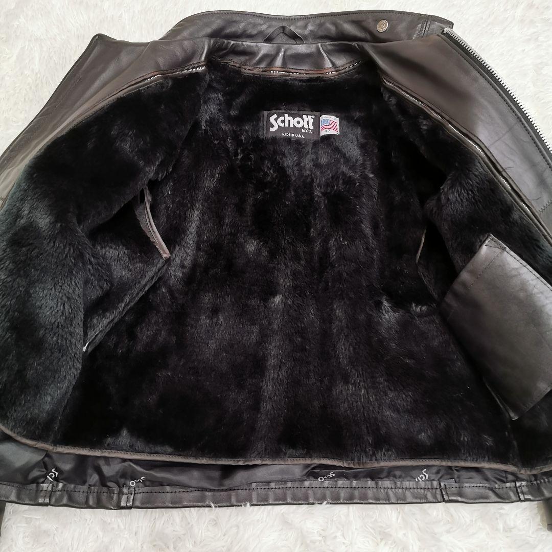 Schott ショット シングルライダース ボアライナー 黒 42 XLサイズ