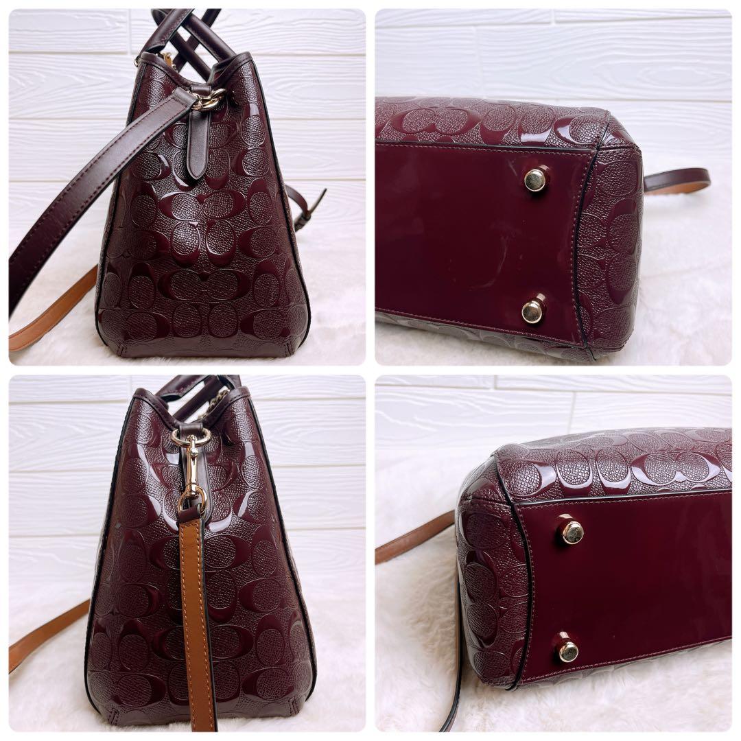 極美品☆COACHコーチ 2wayショルダーバッグ シグネチャー ボルドー