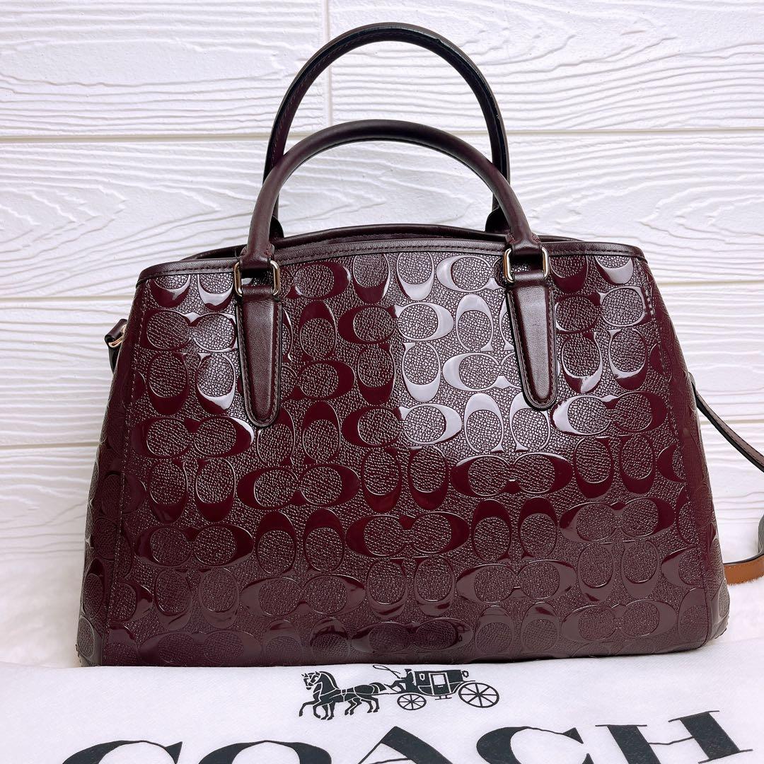 極美品☆COACHコーチ 2wayショルダーバッグ シグネチャー ボルドー
