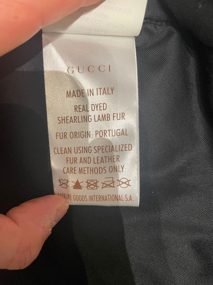 GUCCI ボア襟付きジャケット ダークブルー