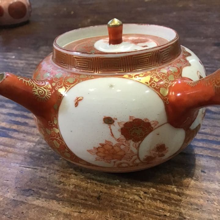 小野窯赤絵唐人画急須江戸時代九谷焼