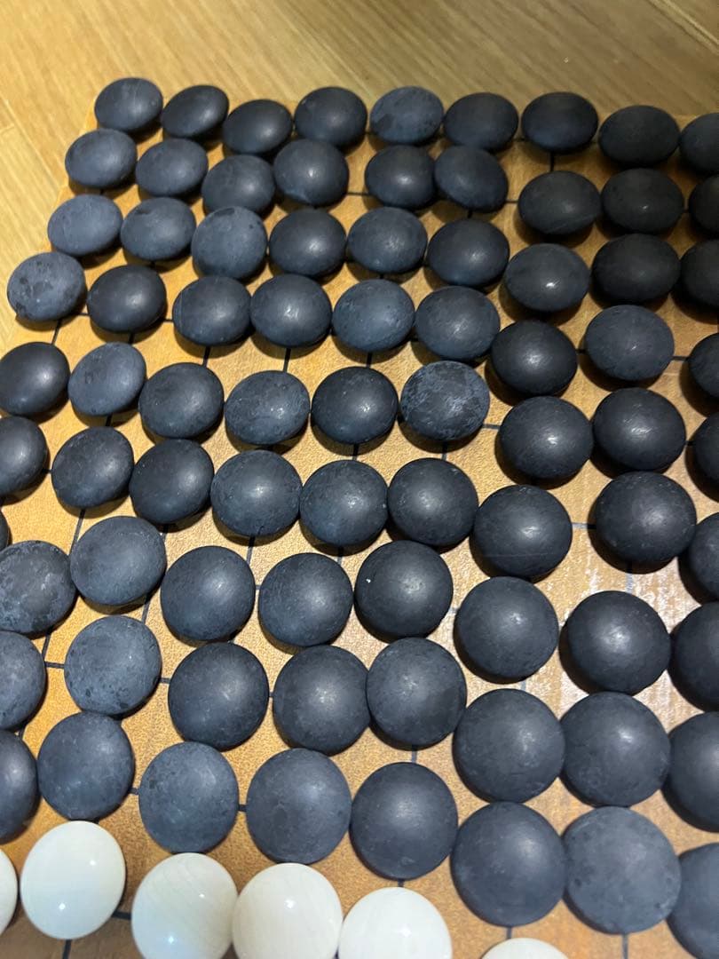 日向特製【美品】蛤碁石 35号 本那智黒 本蛤碁石 白186個 黒182個