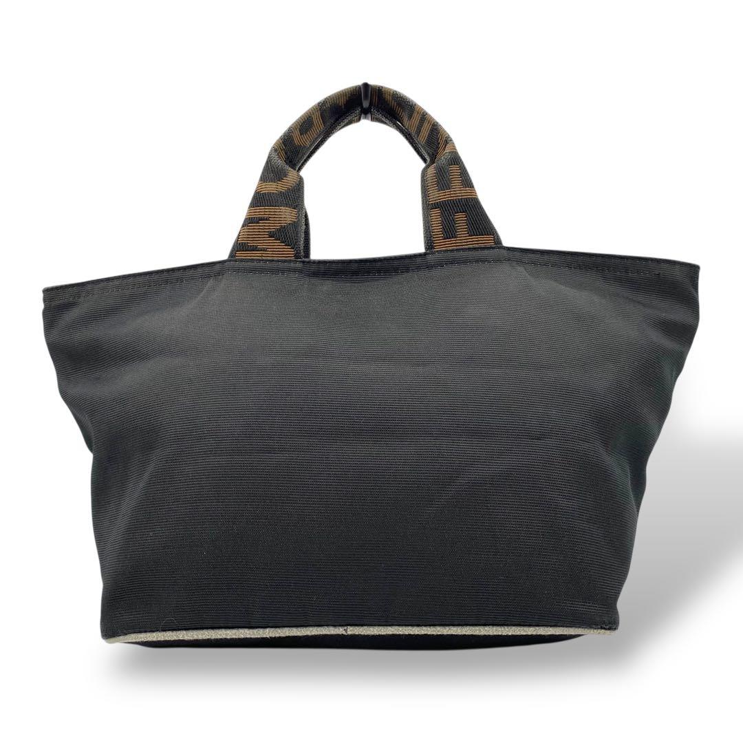 【美品】フェンディ ミニバッグ ハンドバッグ ナイロン ブランドロゴ ブラック