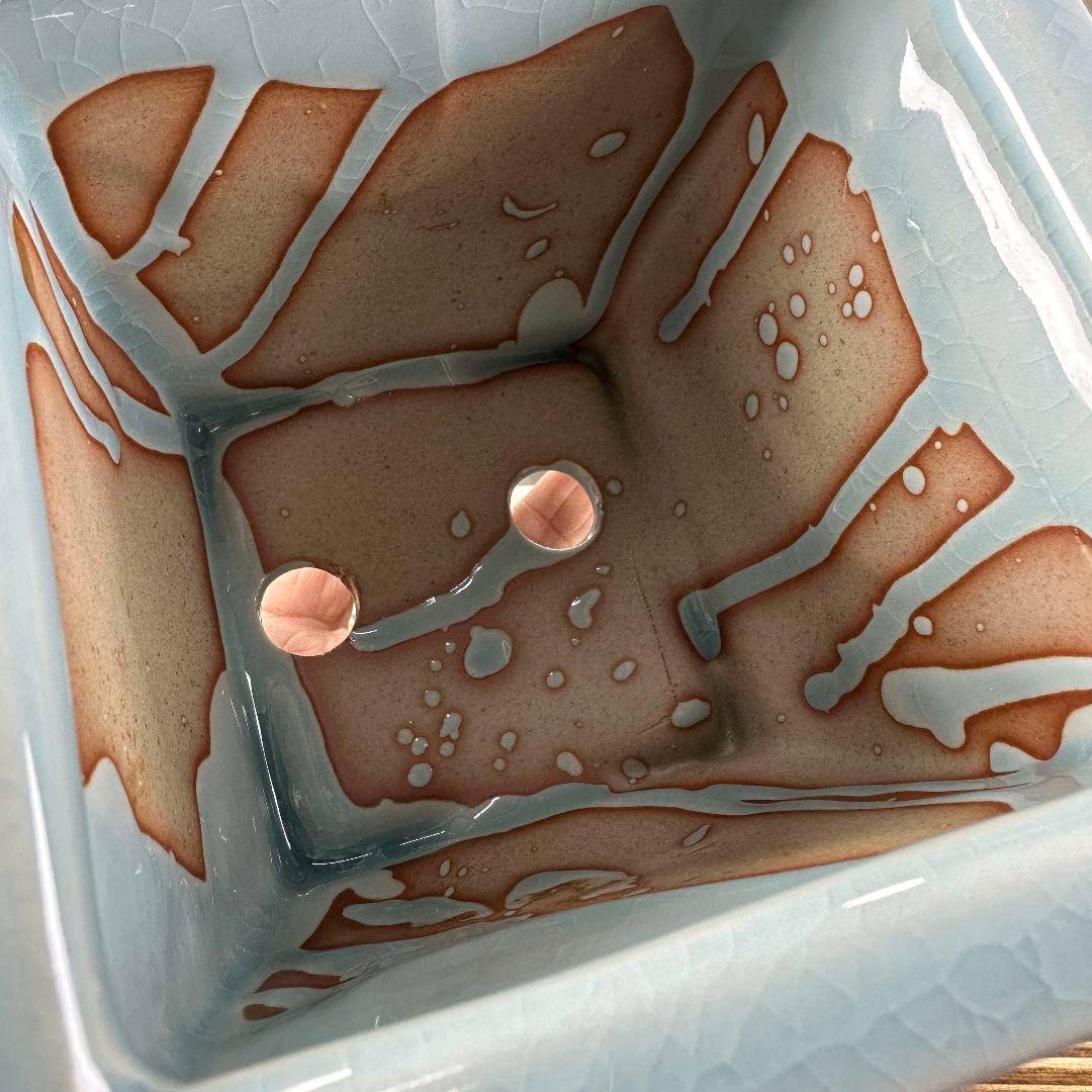 祥雲四方笠盆栽鉢 青磁鉢 山野草鉢 多肉植物 植木鉢 小品大品盆栽鉢