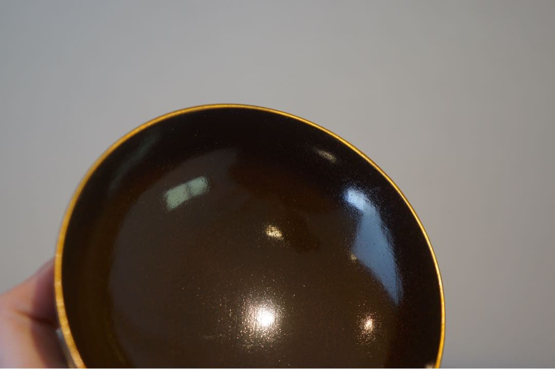 江戸後期 京蒔絵 猟師図蒔絵 波千鳥文 黒漆 吸物椀 2客/