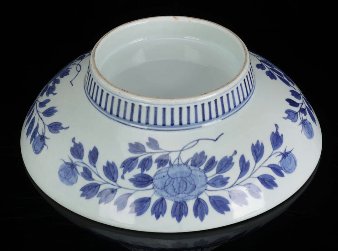 鍋島染付 牡丹文 大皿 藍鍋島 後期鍋島 櫛高台 古伊万里 絵皿 古美術