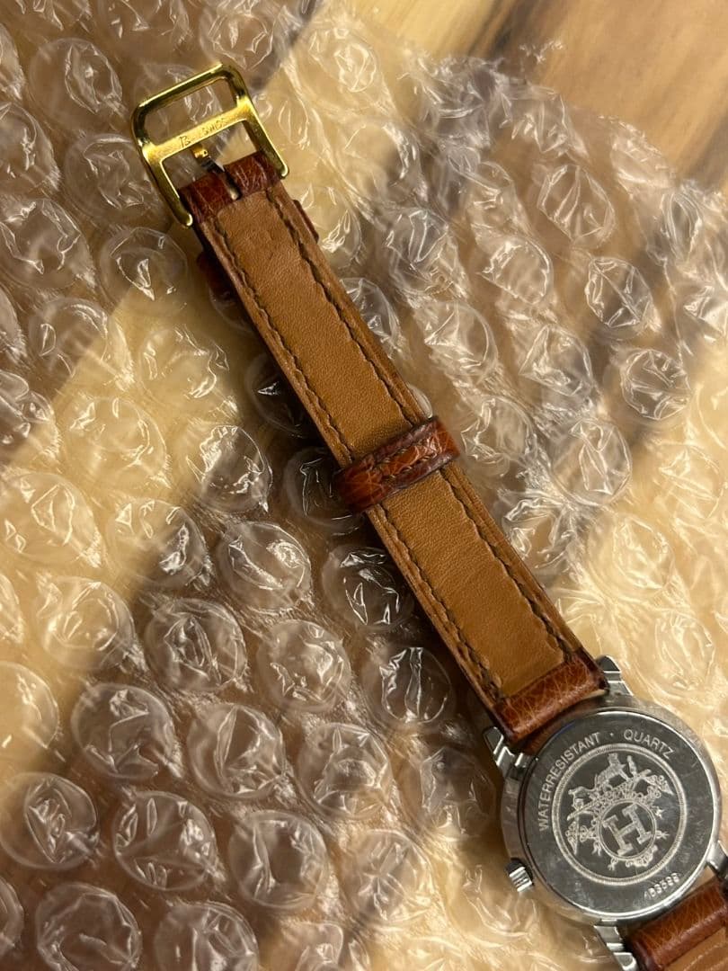 稼働 エルメス セリエ 純正ベルトホワイトレディース腕時計 オーストリッチ