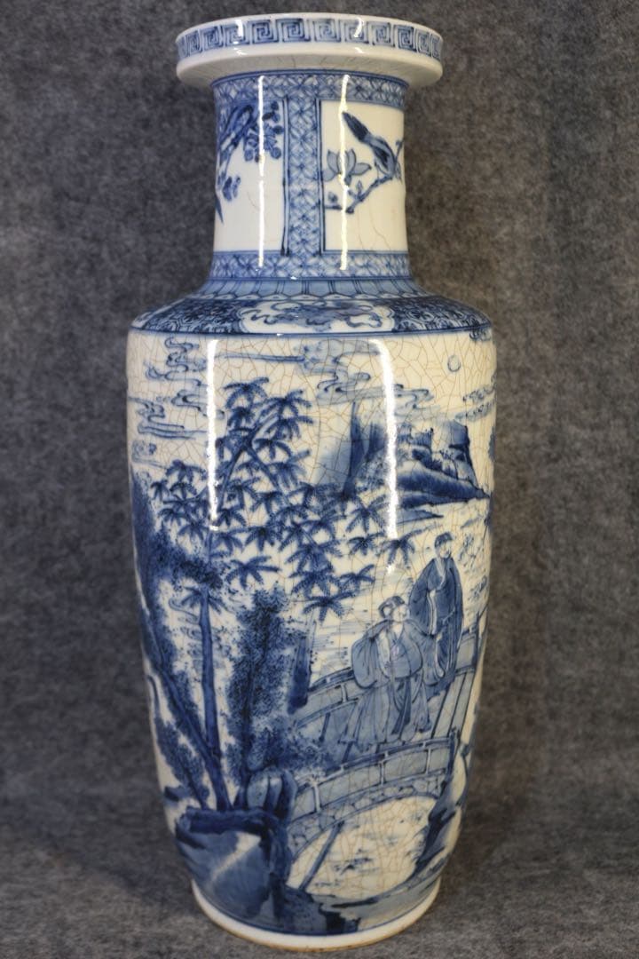 旧家蔵出　清国時代　大型 康熙青花瓷 逸品　陶器　置物