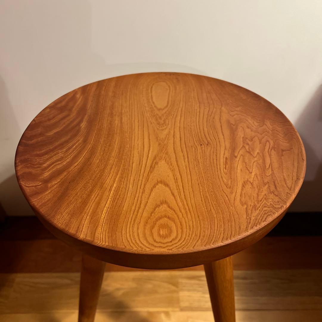 天然無垢材三本足丸スツール椅子花台チェア飾り台置台イス一枚板