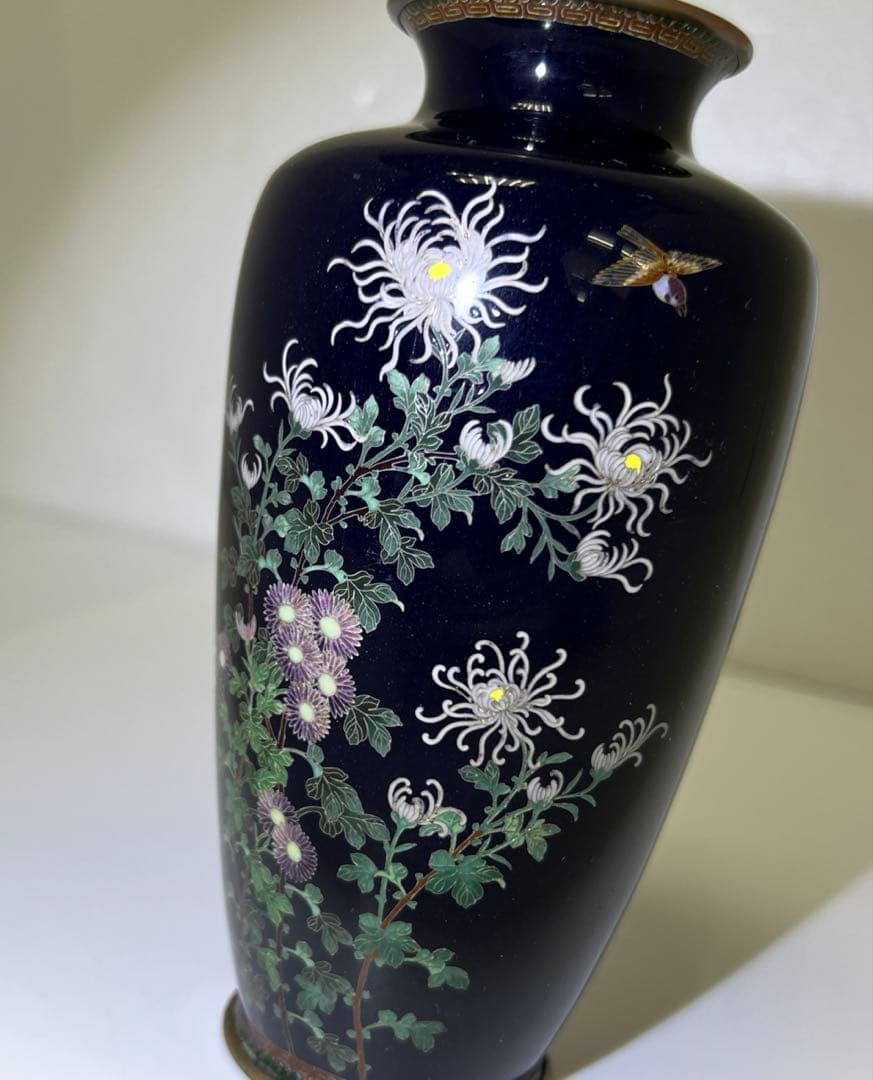 希少】オールドニッポン 雀図花紋 一陳盛り エナメル 花瓶 ピッチャー