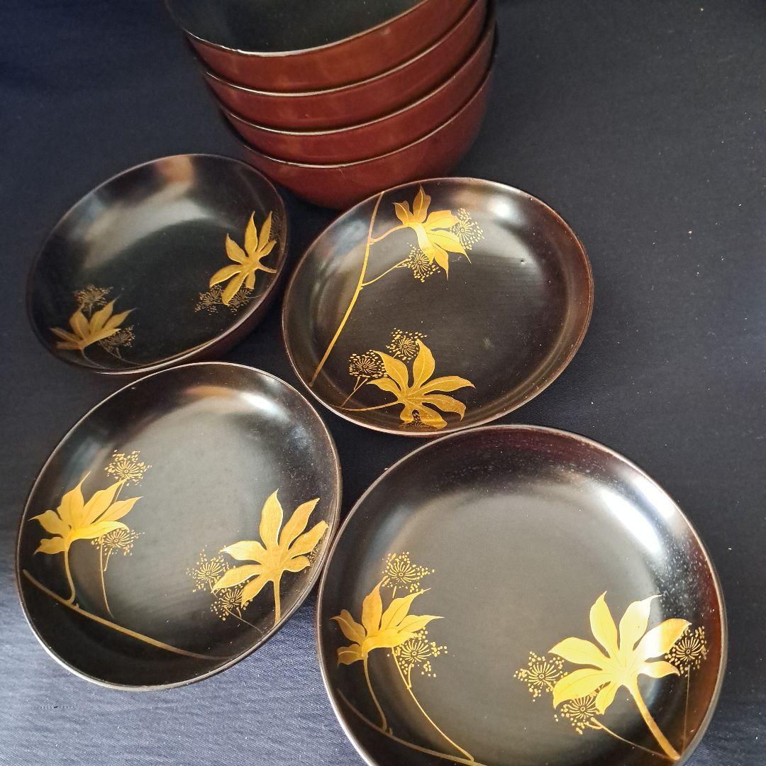 「輪島のお椀(わん)をお正月に！」金蒔絵(きんまきえ)漆器 4客セット 骨董アン