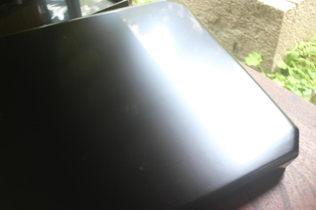 デッドストック！上質黒漆の美しい隅切長方盆大小セット（輪島塗漆器漆盆お膳