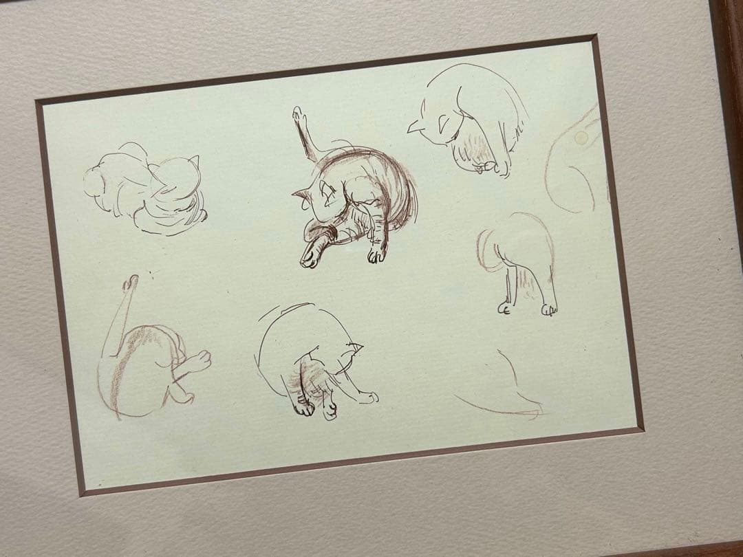 「毛づくろい　- neco sketch series」 額付き　箱あり