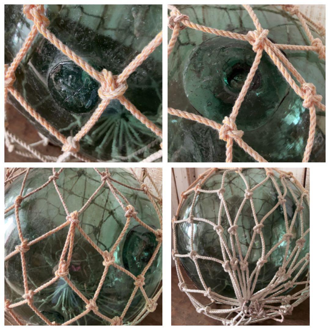 ヴィンテージ 特大 大きな ガラス球 浮ガラス オブジェ 緑色 球形ガラス