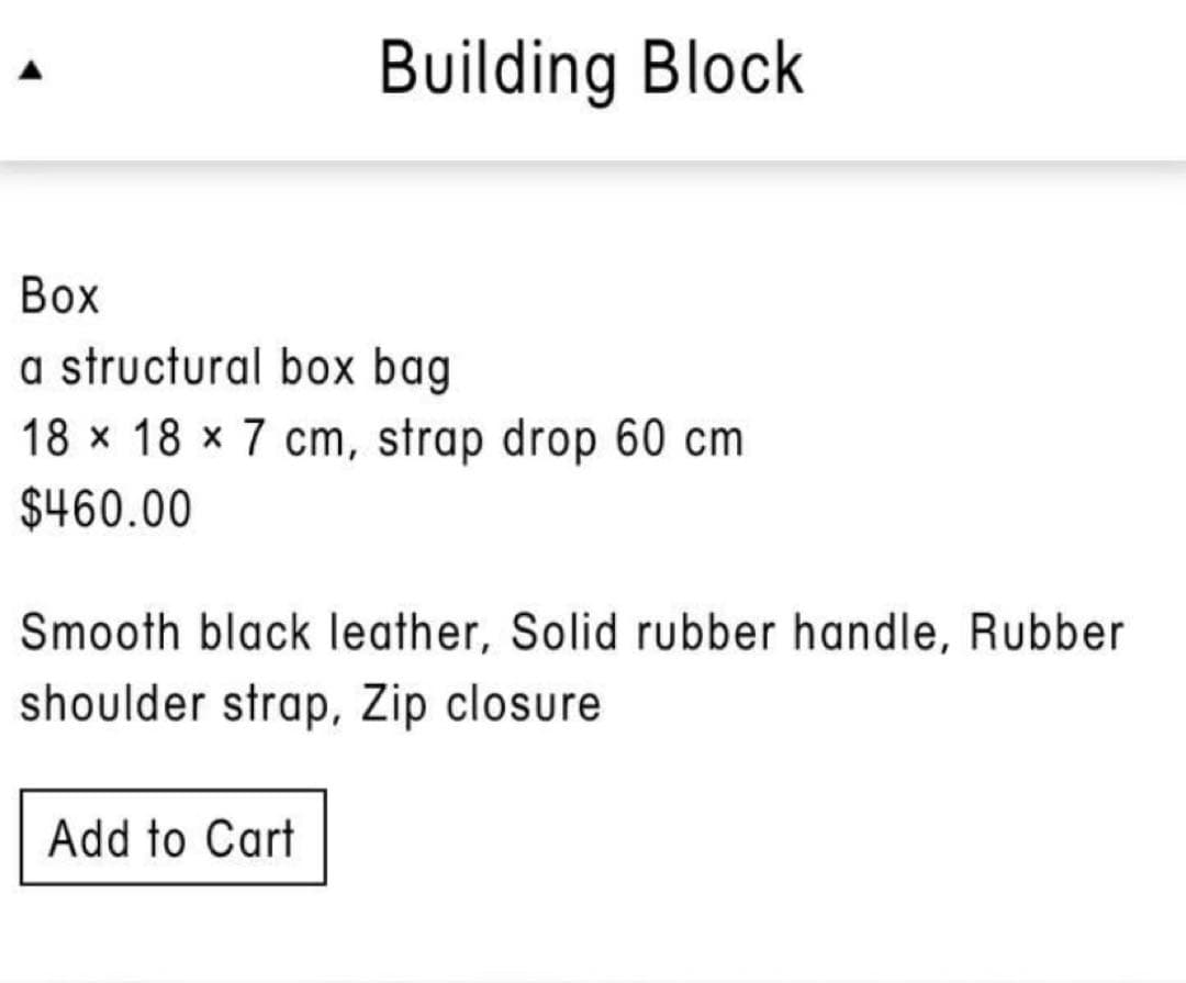 Building Block ボックスバック 定価約7万】BUILDING BLOCK ボックス