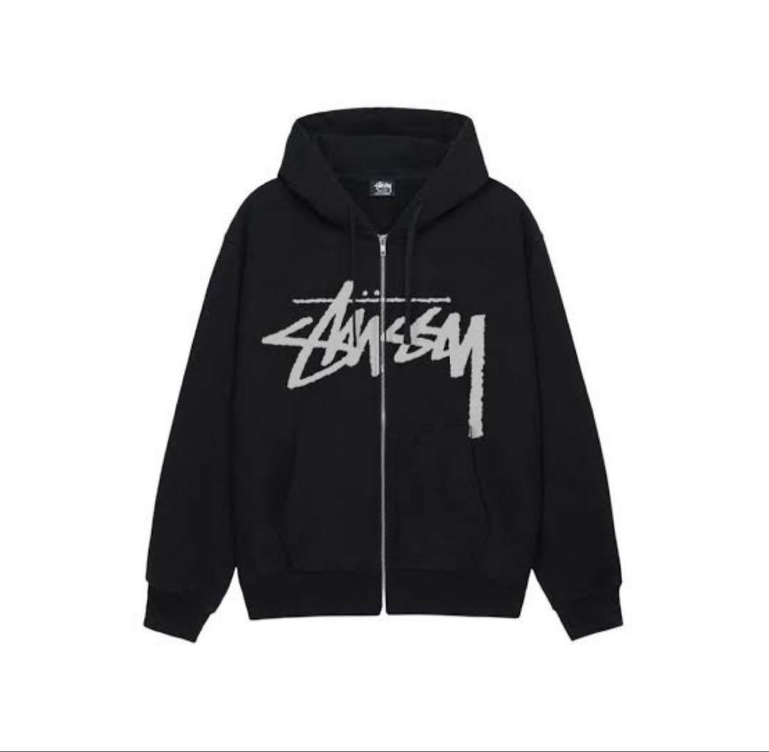 Stussy ブラック ジップパーカー