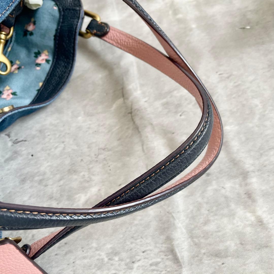 コーチ　ハンドバッグ レザー イーディー デニム 花柄