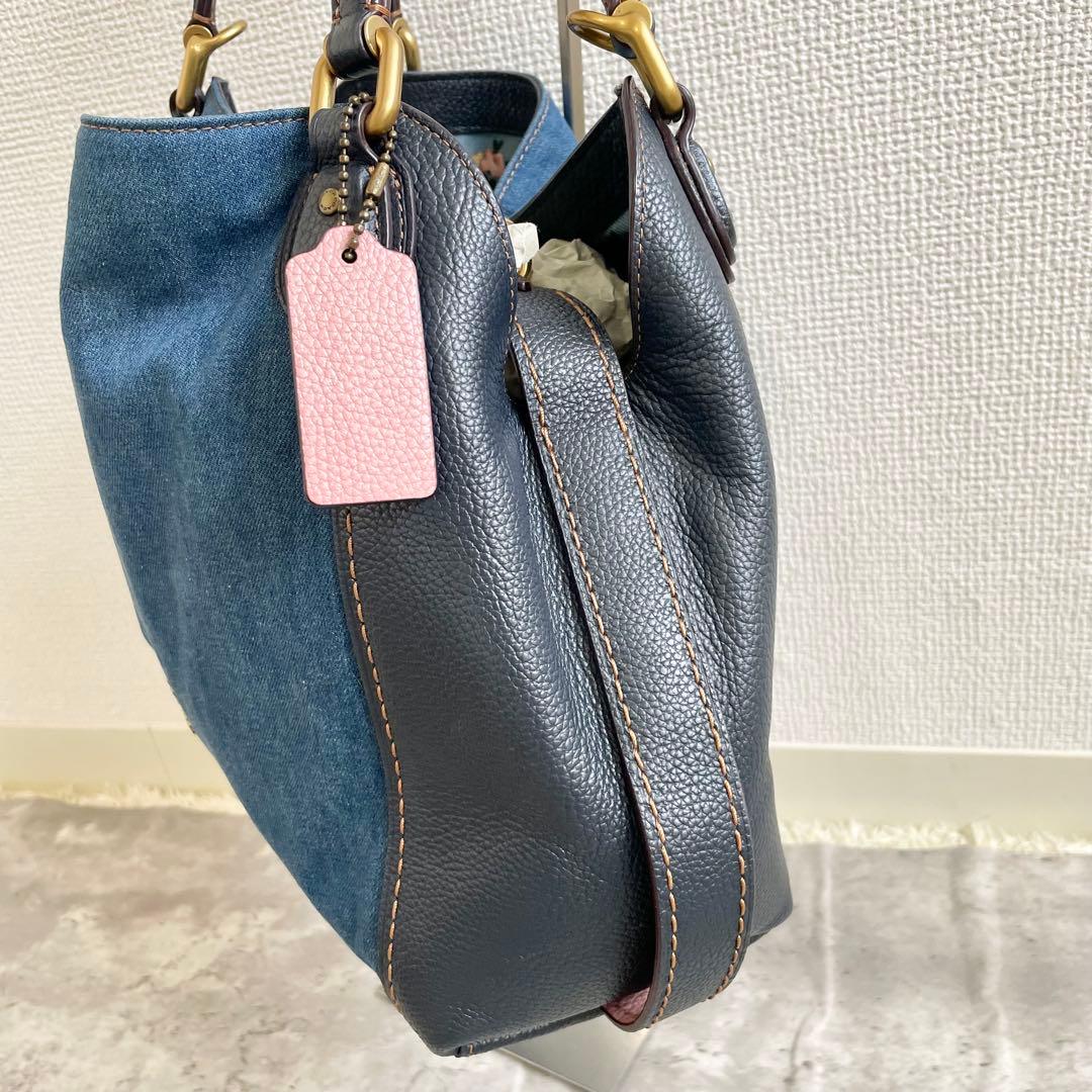 コーチ　ハンドバッグ レザー イーディー デニム 花柄