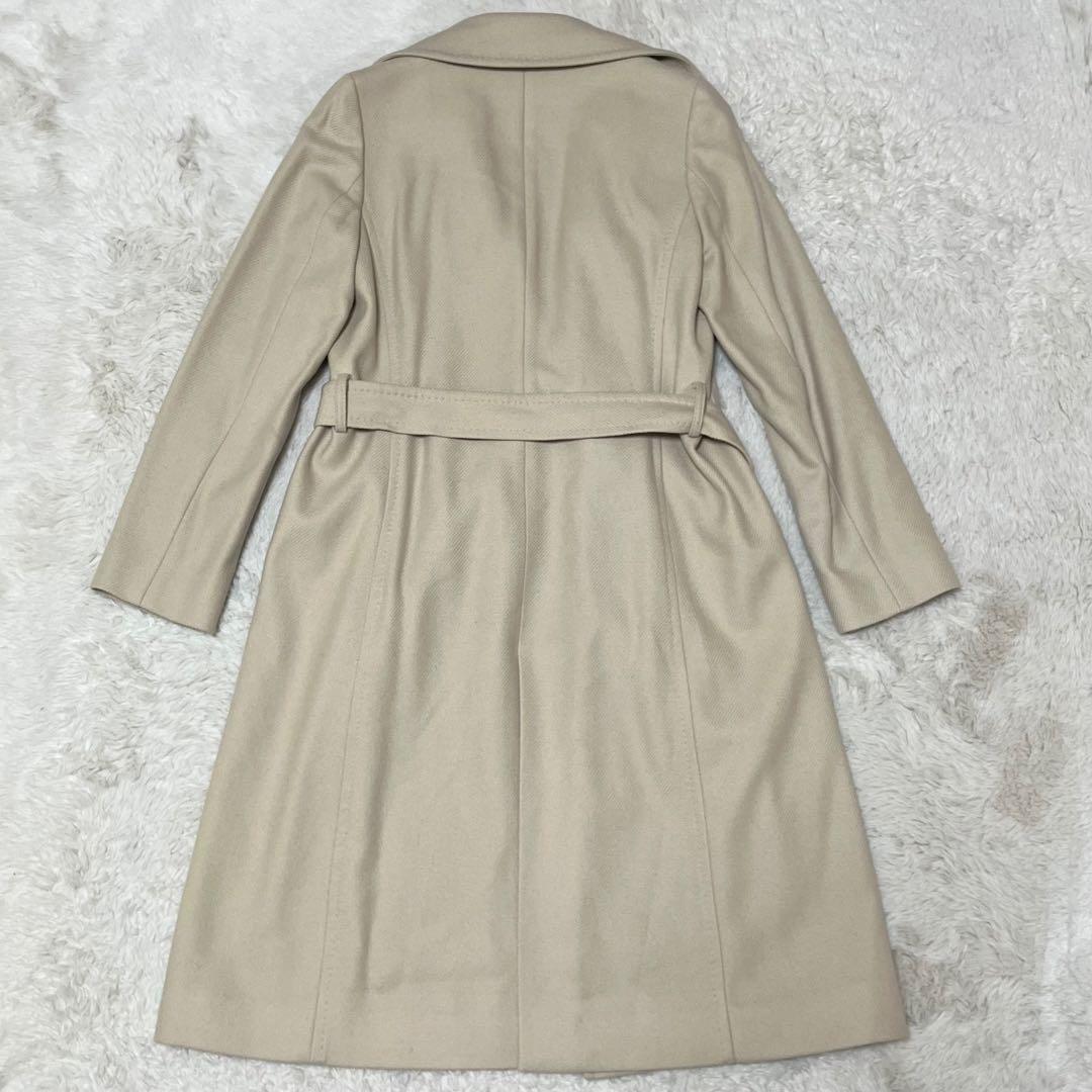 美品 イネド カシミヤ混 ロング チェスター コート ベルト 女優襟 L 11