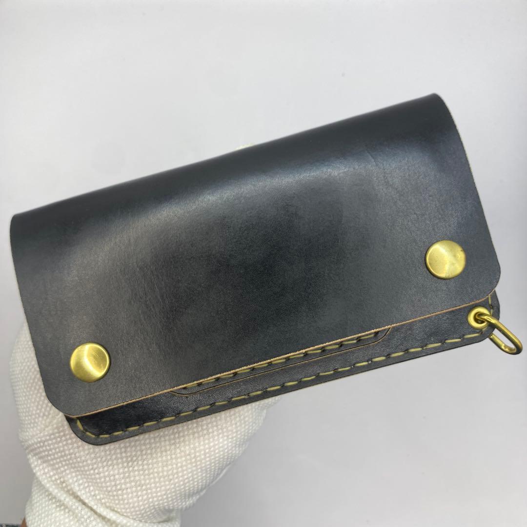 【ハンドメイド】本革 ロング トラッカーウォレット マチあり/小判かん