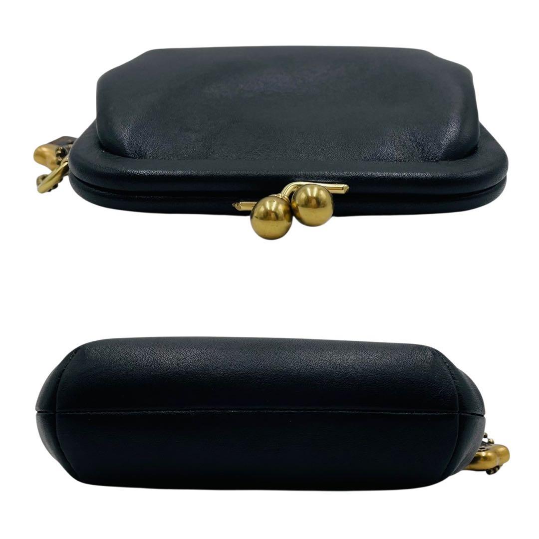 美品 コーチ ケース レザー ブラック 財布 がま口 68326