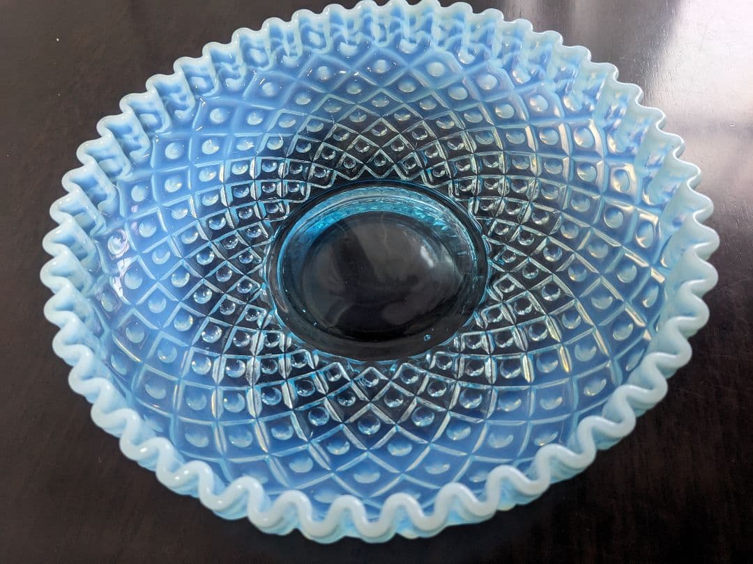 フェントン ブルーオパルセント ダイヤモンドレース ディッシュ 大皿