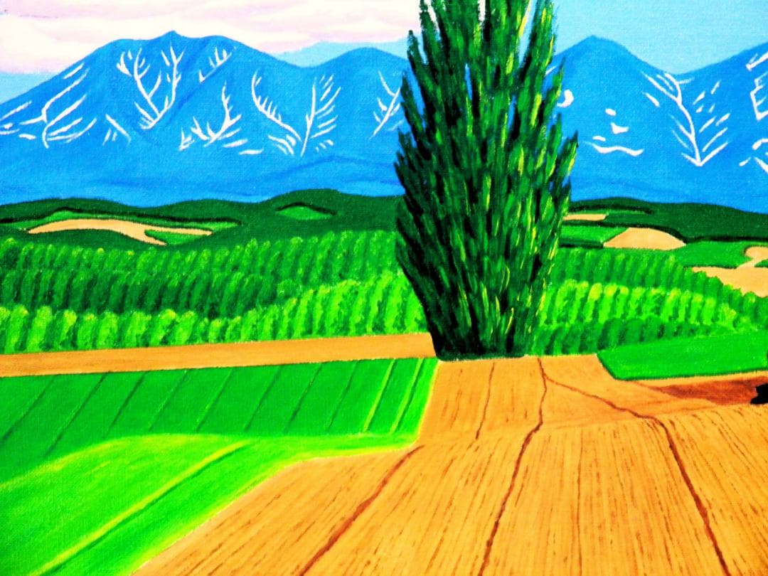 ☆十勝連峰ケンとメリーの大木・肉筆油彩画・F6キャンバス