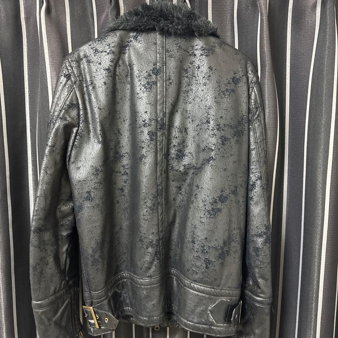 トルネードマート ヴィンテージ加工クラック柄フェイクレザーファー