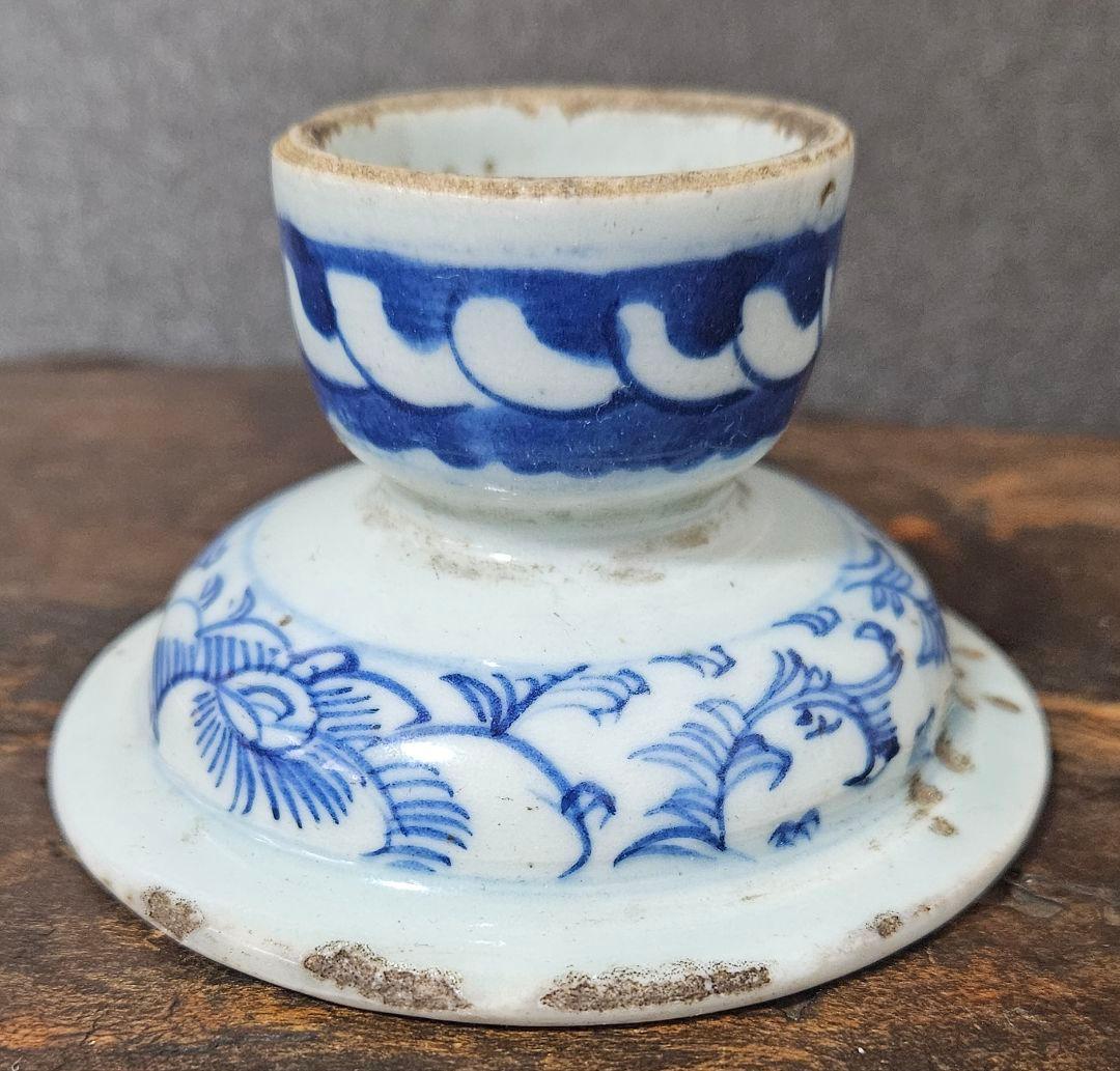 中国古美術　中国古陶磁器　中国古玩　明朝　明代　青華染付　古染付　花文　高付皿