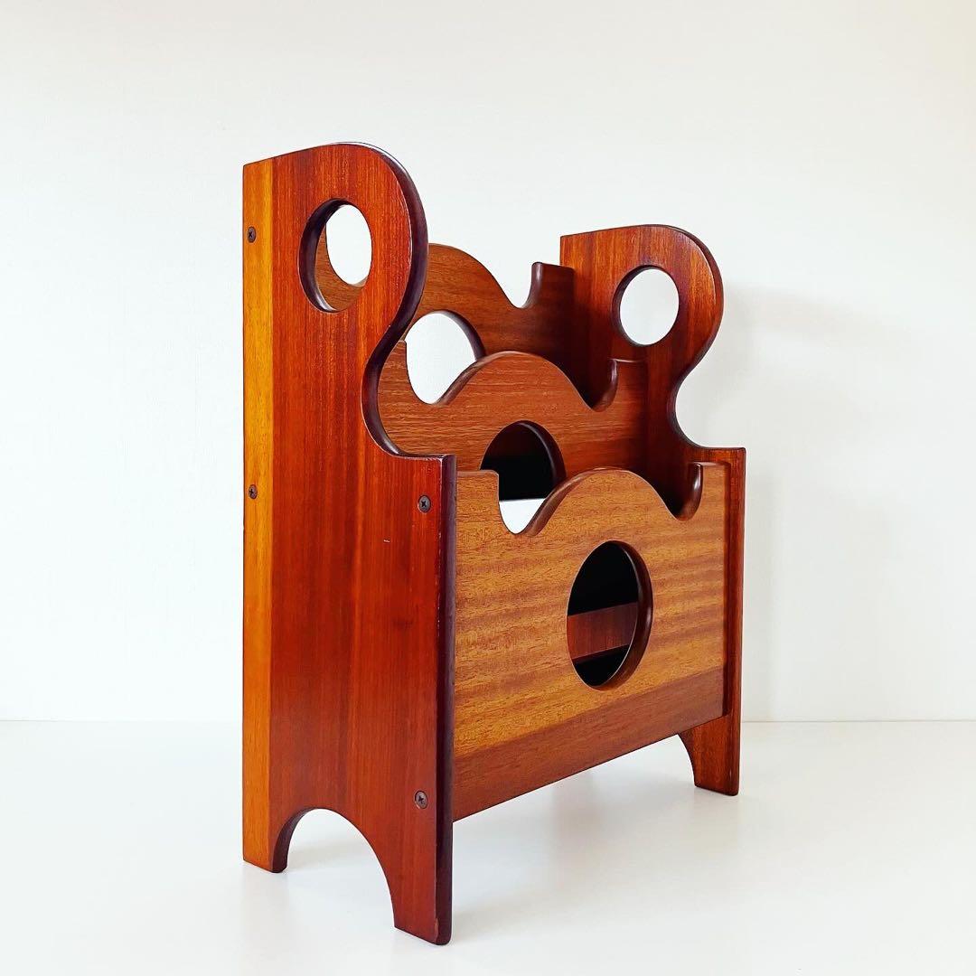 モダン　マガジンラック　チーク　北欧スタイル　古道具　小物入れ　ビンテージ雑貨