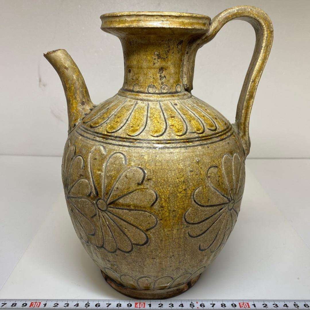 江戸初期　黄瀬戸水次　高さ27㎝　東Y7-0213②